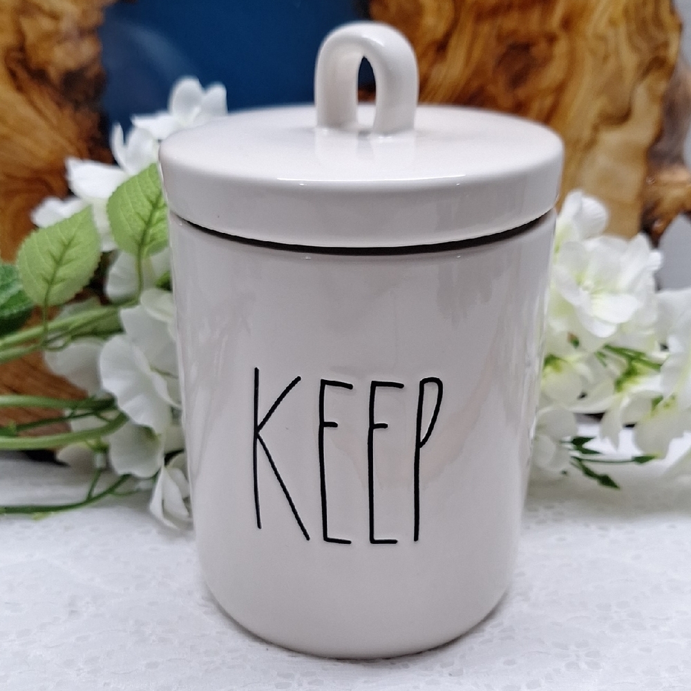 #ADG Rae Dunn White Ceramic Food Storage Canister "KEEP"